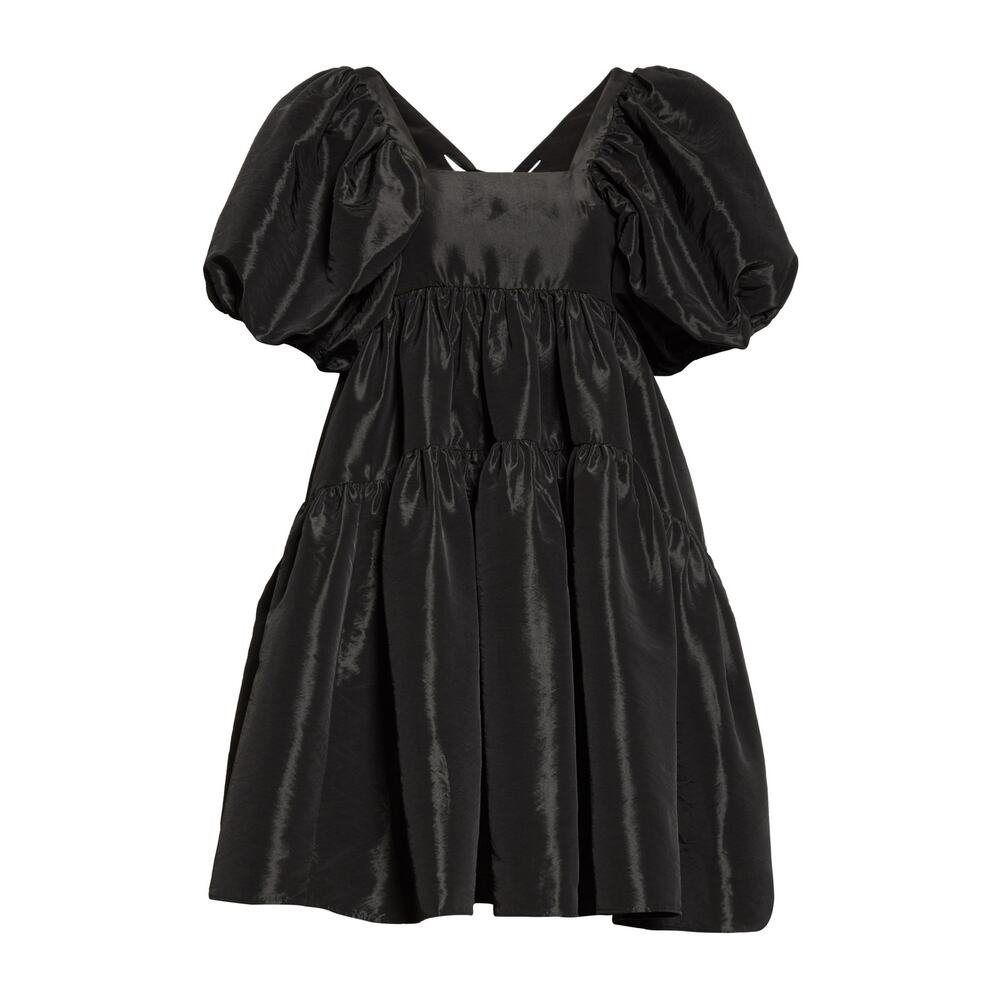 Cecilie Bahnsen Ami Velvet Bow Faille Babydoll Mini Dress - XS - Black